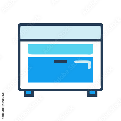 Blue nightstand with drawer, bedroom furniture illustration