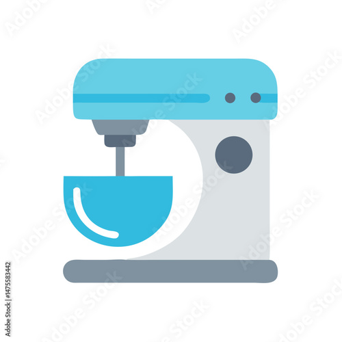 Blue stand mixer illustration for kitchen and cooking