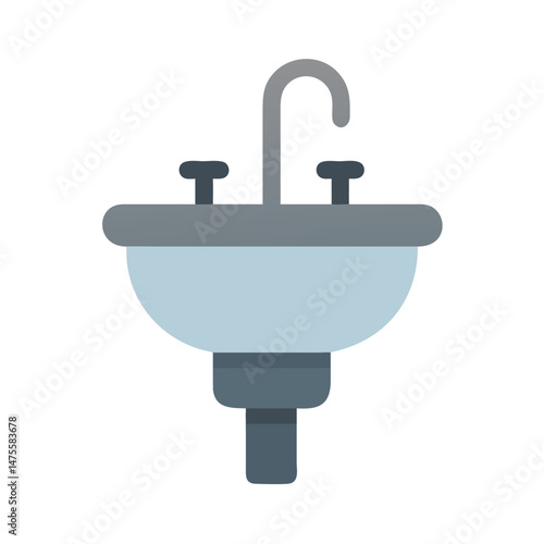 Minimalist Bathroom Sink Icon on Black Background