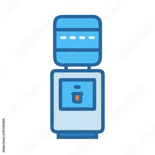 Blue water dispenser cartoon icon, healthy drinking concept