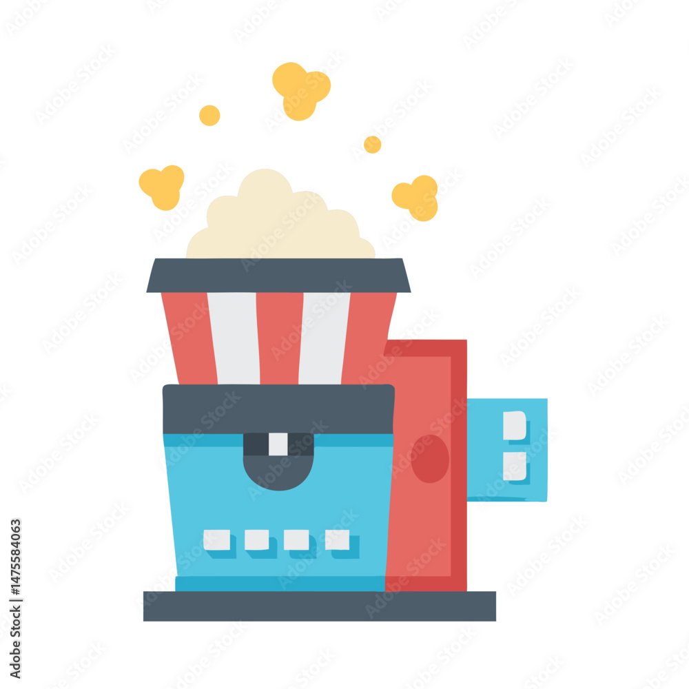 Colorful popcorn machine icon, cinema and snack concept