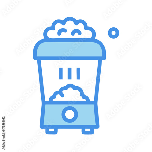 Blue popcorn maker icon with white popcorn on black