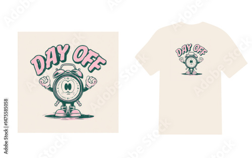 Day Off Clock Cartoon Vector Tee