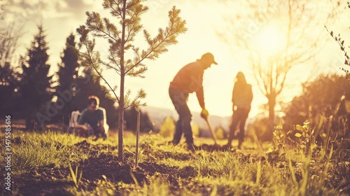 Group Planting Trees in Wildlife Sanctuary with Water Source Creation