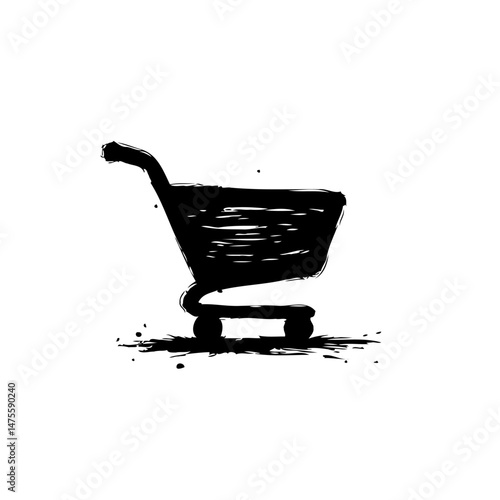 Stylized shopping cart illustration with a brushstroke aesthetic for ecommerce