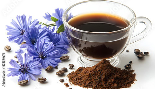 Obraz na płótnie Healthy Chicory Drink - The Perfect Coffee Alternative, Made with. Indulge in the vibrant, natural goodness of this chicory drink, the ideal decaf coffee alternative w salonie