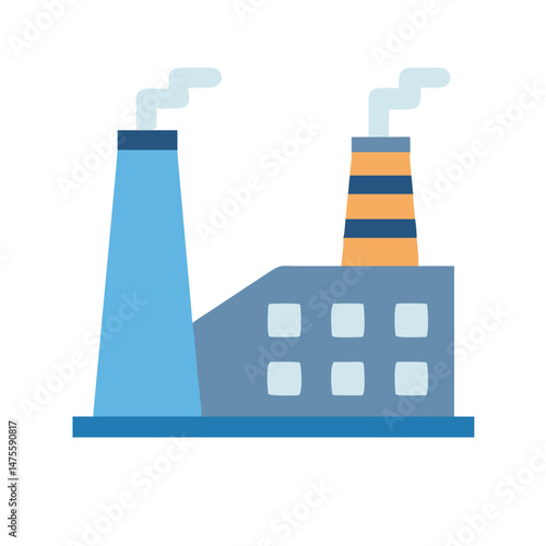 Flat Factory Icon Illustration Isolated on Black Background