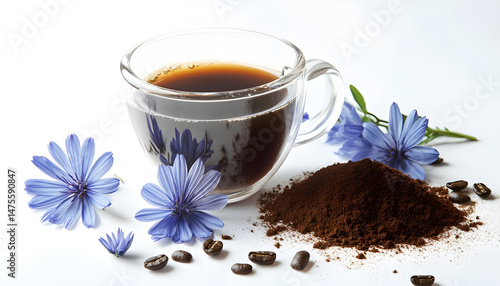 Obraz na płótnie Healthy Chicory Drink - The Perfect Coffee Alternative, Made with. Indulge in the vibrant, natural goodness of this chicory drink, the ideal decaf coffee alternative w salonie