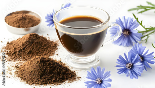 Obraz na płótnie Healthy Chicory Drink - The Perfect Coffee Alternative, Made with. Indulge in the vibrant, natural goodness of this chicory drink, the ideal decaf coffee alternative w salonie