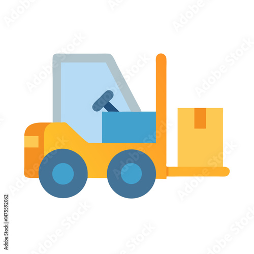 Forklift Truck Vector Illustration on Black Background