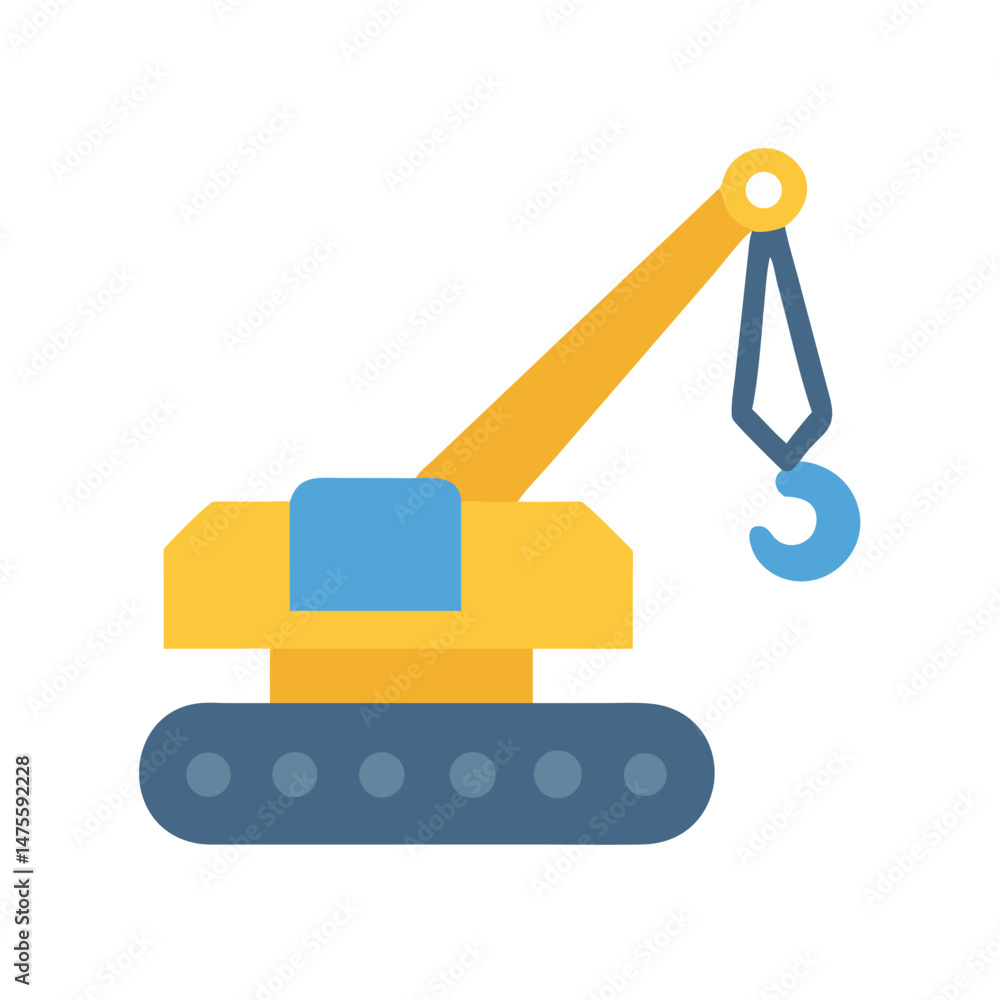Obraz premium Mobile crane construction machinery equipment vector illustration icon
