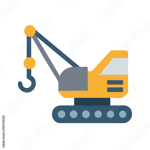 Colorful Crawler Crane Vector Illustration on Black Background