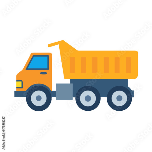 Colorful Cartoon Dump Truck Illustration on Black Background