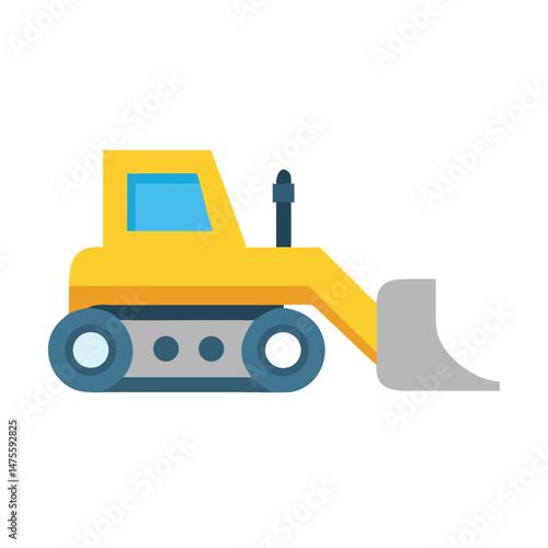 Yellow Bulldozer Icon Illustration on Black Background