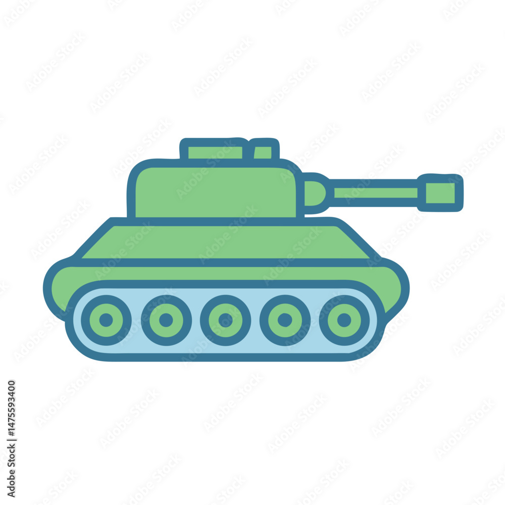 Obraz premium Cartoon tank icon illustration vector on black background