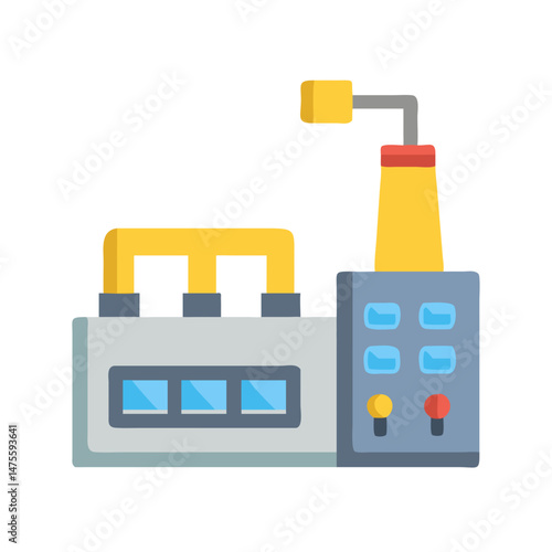 Cute Factory Building Icon Industrial Cartoon Illustration