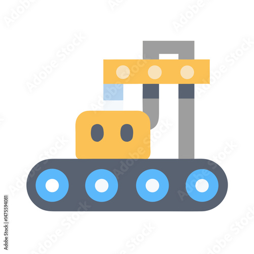 Factory Conveyor Belt Machine Flat Icon Illustration