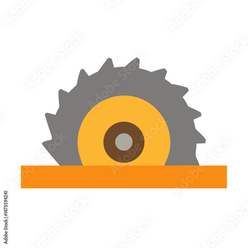 Simple circular saw illustration, carpentry and woodworking concept