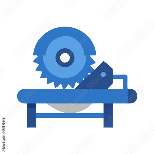 Blue Miter Saw Illustration Against a Black Background