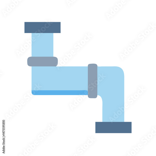 Blue Pipe with Water Icon on Black Background