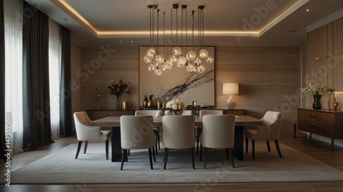 Luxurious modern dining room interior design.
