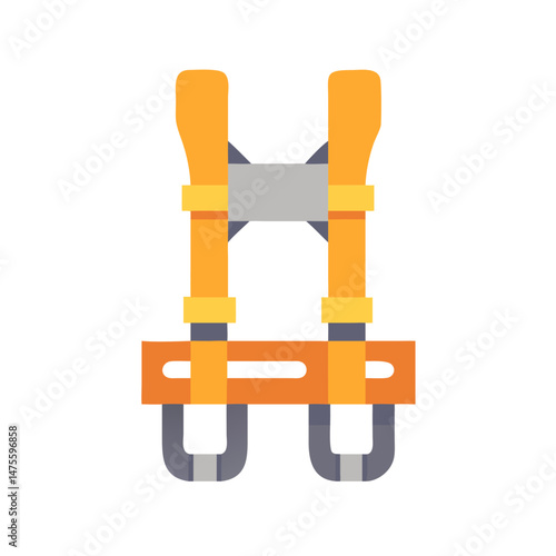 Safety harness flat vector icon for construction work