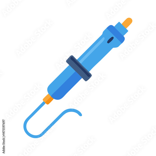 Isolated Blue Soldering Iron Illustration on Black Background