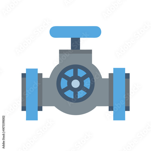 Blue and Grey Industrial Water Valve Isolated