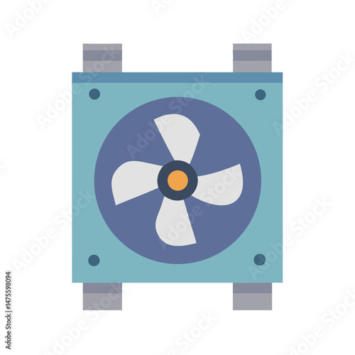 Isolated Blue Computer Fan Illustration on Black Background