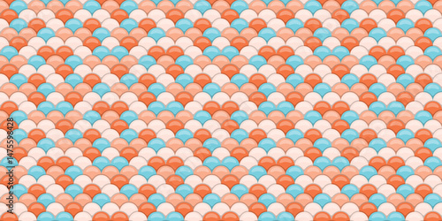 Abstract pastel seamless pattern.  Scaly, overlapping circles create a soft, textured design ideal for websites, branding, and textile prints.  Evokes feelings of calm, serenity, and subtle elegance.