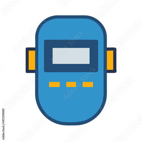 Blue welding mask icon for protective gear concept