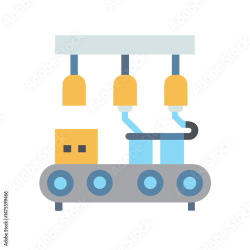 Automated production line with robotic arms, packaging system
