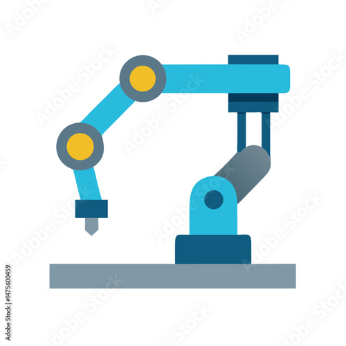 Minimalist blue industrial robot arm on a black background