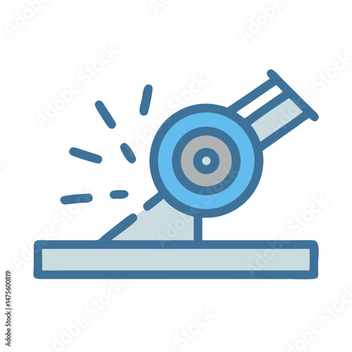 Illustration of angle grinder cutting steel, construction equipment