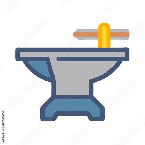 Anvil and Hammer Flat Icon on Black Background