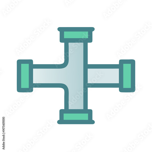 Teal Cross Pipe Fitting on a Black Background