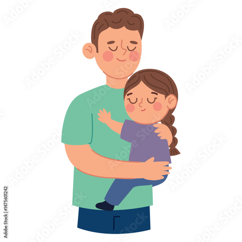 Loving Father Hugging His Daughter in a Heartwarming Moment