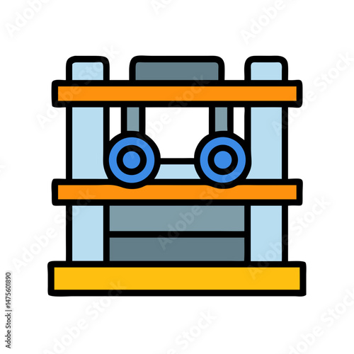 Schematic Icon of Automated Robotic Machine, Industry Tool