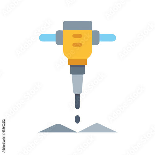 Jackhammer tool, construction equipment, industry repair illustration, vector
