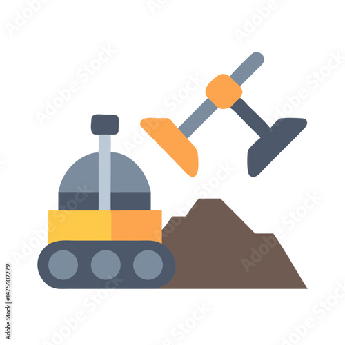 Illustration of a construction excavator digging into a pile