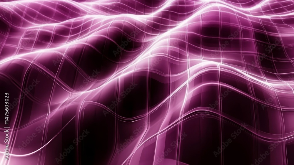 Obraz premium pink purple light line wave flow abstract futuristic innovative background