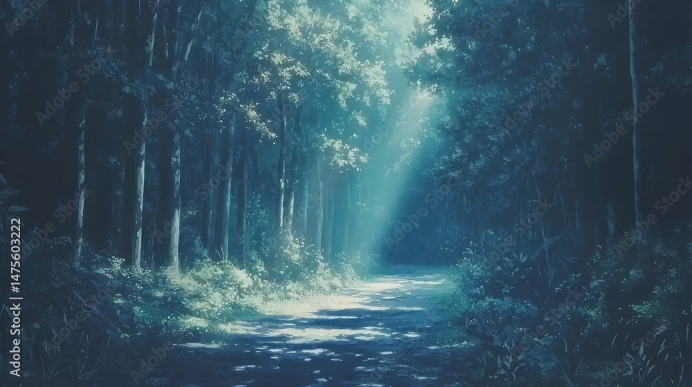 Sunlit forest path, trees, nature, tranquility, background, serene, wallpaper Sunlit forest path, trees, nature, tranquility, background, serene, wallpaper