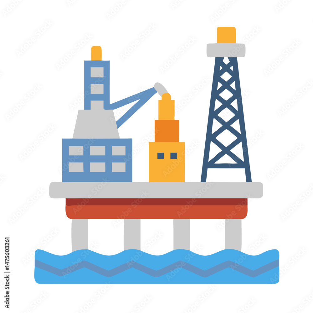 Fototapeta premium Oil rig platform with tower in the ocean