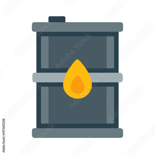 Oil barrel icon with flame logo, energy industry