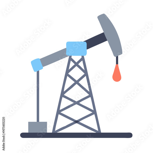 Simple stylized oil derrick illustration on black background
