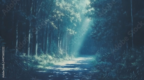 Wallpaper Mural Sunlit forest path, trees, nature, tranquility, background, serene, wallpaper Torontodigital.ca