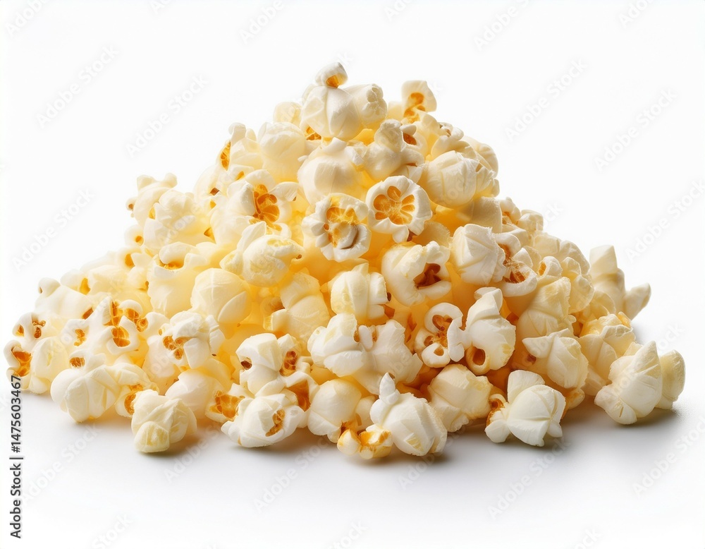 popcorn pile or heap isolated on white background popcorn pile or heap isolated on white background