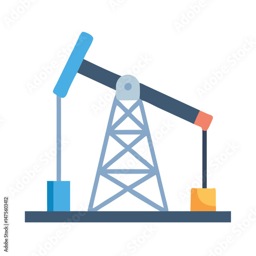 Flat design illustration of an oil pump jack