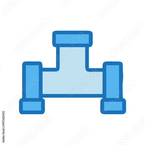 Blue Cartoon Tee Pipe Fitting Isolated on Black