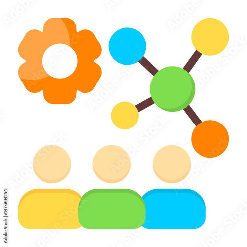 Corporate Culture Colorful Icon – Workplace Values, Team Spirit and Company Behavior